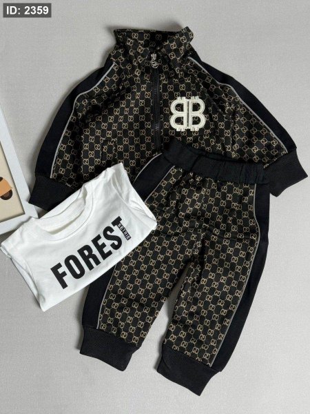 طقم ولادي BALENCIAGA شتوي 3قطع اسود